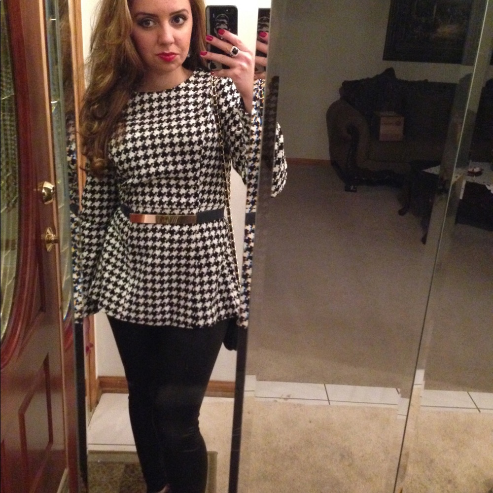 Houndstooth Wool Material Top - image 4